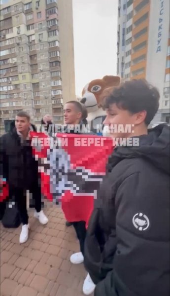 Прапор із нацистською символікою в Києві Київ, нацистська символіка, свастика, війна в Україні, пес Патрон, інцидент у столиці