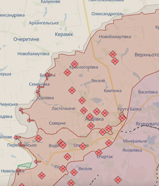Авдеевское направление, карта боевых действий