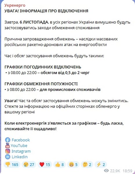 укренерго 6 листоп укренерго 6 листоп