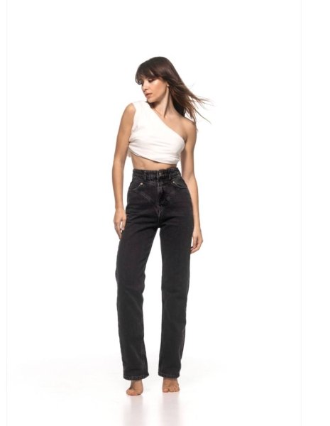 Прямі сірі джинси з контрастними вставками Прямі сірі джинси з контрастними вставками