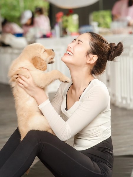 йога со щенком