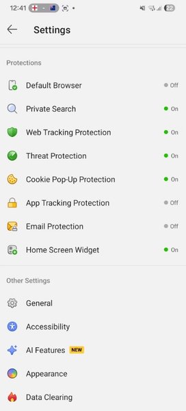 Настройки конфиденциальности в браузере DuckDuckGo