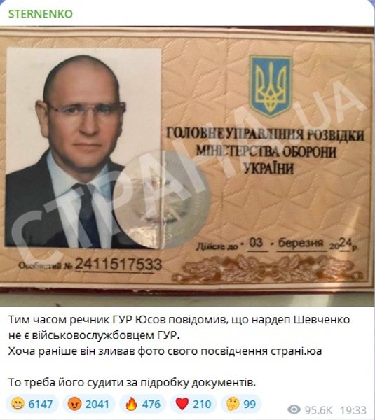 шевченко, гур, посвідчення