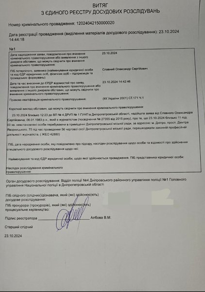 витяг з ЄРДР, перешкоджання журналістській діяльності, міськрада Дніпра