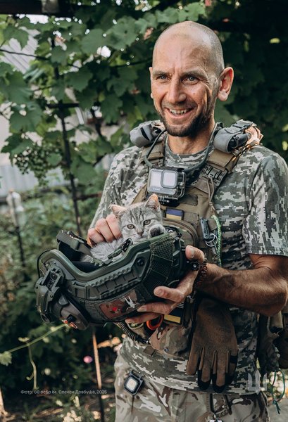 Кот украинского военного