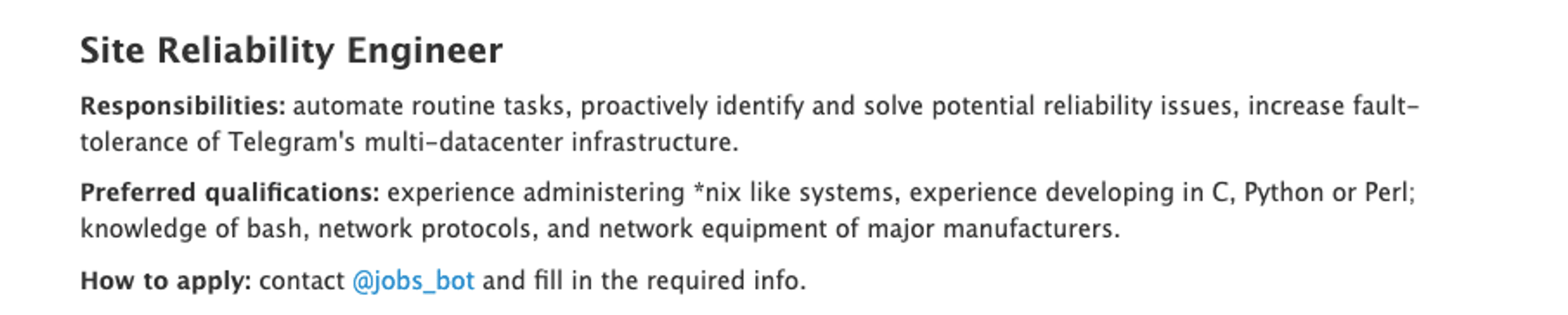 мессенджер, Telegram, вакансии