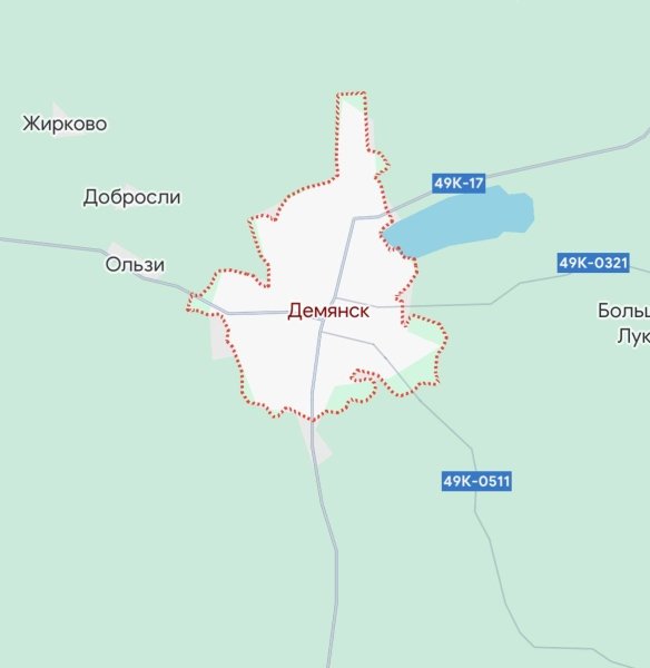 Селище Дем'янськ Новгородської області Селище Дем'янськ Новгородської області, карта, РФ, Росія