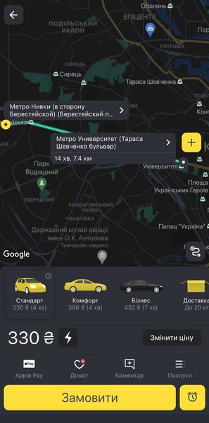 Цены на такси в Киеве