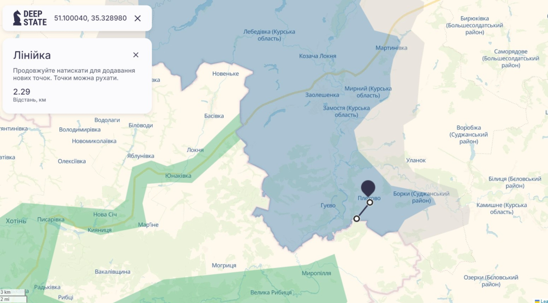атака ЗС РФ під Плехово Прорив в Курській області, Плехово, ЗС РФ, карта