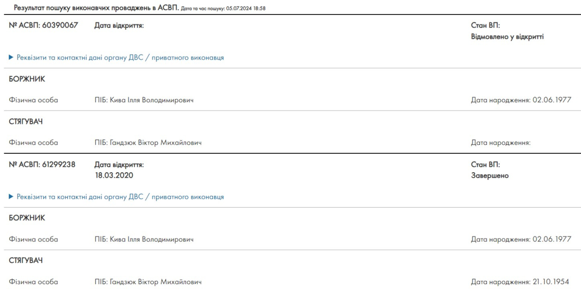результат пошуку боржника у АСВП Штраф ТЦК, мобілізація в Україні, Мін'юст, АСВП, пошук боржника