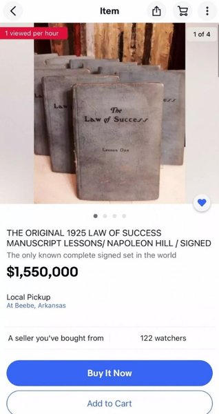Купівля раритету, книга Наполеона Хілла, купівял книг, аукціон