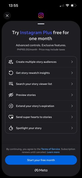 Интерфейс Instagram Plus