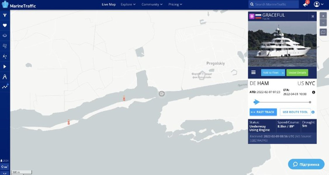 Яхта Graceful Путин Гамбург Калининград