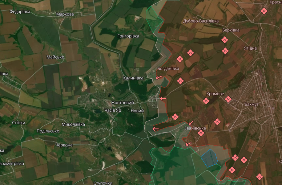 Часів Яр, ситуація на фронті, 8 травня 2024 року Часів Яр, Донбас, Донецька область, карта бойових дій, ситуація на фронті