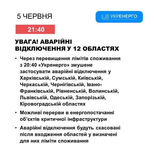отключения электроэнергии
