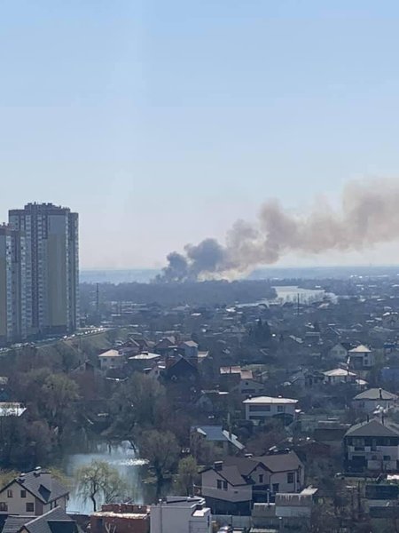 Киев, грязный воздух, пожар, Осокорки, фото