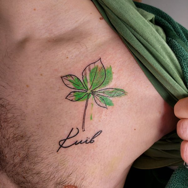 тату каштан, тату київська тематика, тату Київ, тату Дар'я Кріж, ескіз Дар'я Кріж