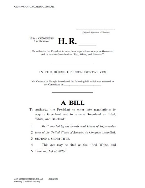 США і Гренландія, білль, купівля Гренландії