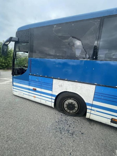 Пострадавший автобус в Харьковской области