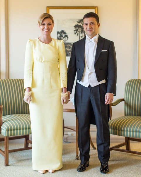 елена зеленская, владимир зеленский, платье, желтое платье