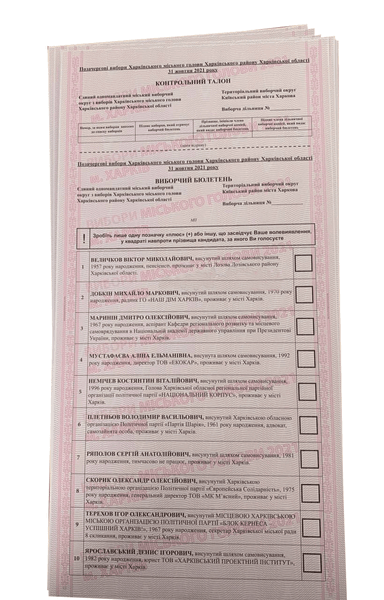 Выборы мэра Харькова 2021 кандидаты - фото бюллетеня на выборах мэра Харькова