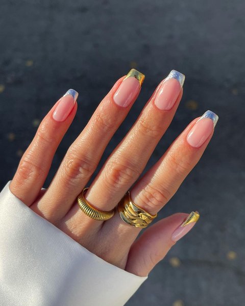 металлический френч, маникюр, модный маникюр, металлик, тренд сезона