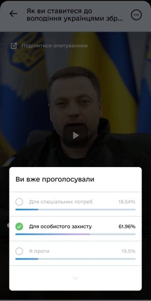 опрос в Дії, легализация оружия в Украине, свободный оборот оружия