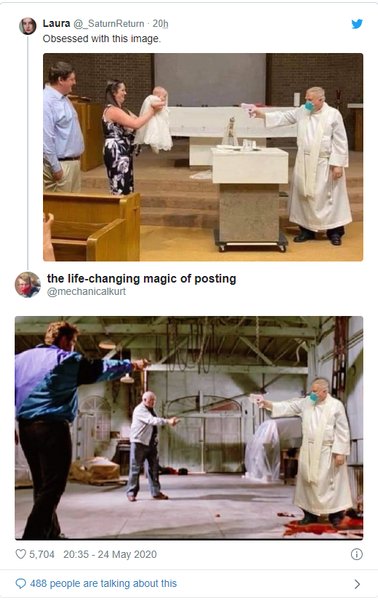 церковь, крещение, пандемия, водяной пистолет