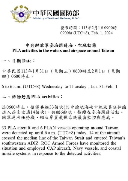 Сообщение Минобороны Тайваня