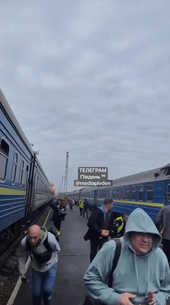 Удар БПЛА у потяг