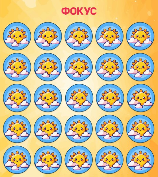 Сонечко в хмарках, візуальна головоломка