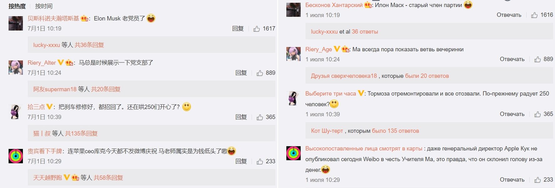 Илон Маск, Китай, комментарий