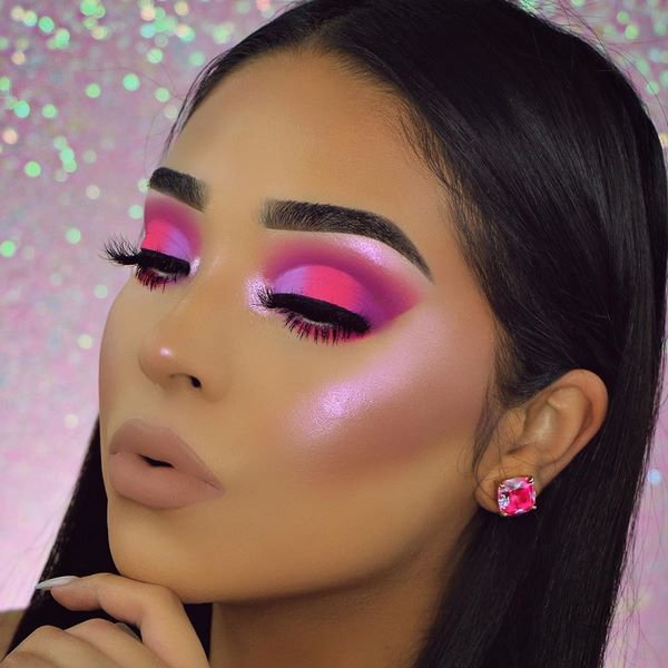 фото, новогодний макияж, яркие тени