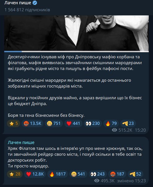 Публікації Ігоря Лаченкова у Telegram