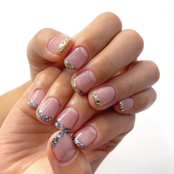 металлический френч, маникюр, модный маникюр, металлик, тренд сезона