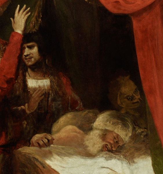 Картина на Джошуа Рейнолдс, картина, рисунка, портрет, страховит силует, демонична фигура, реставрация на картина, скрито лице