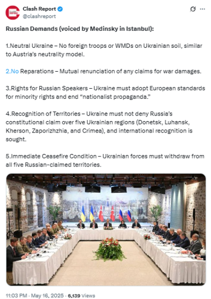 перечень требований РФ на переговорах в Стамбуле Clash Report перечень требований РФ на переговорах в Стамбуле Clash Report