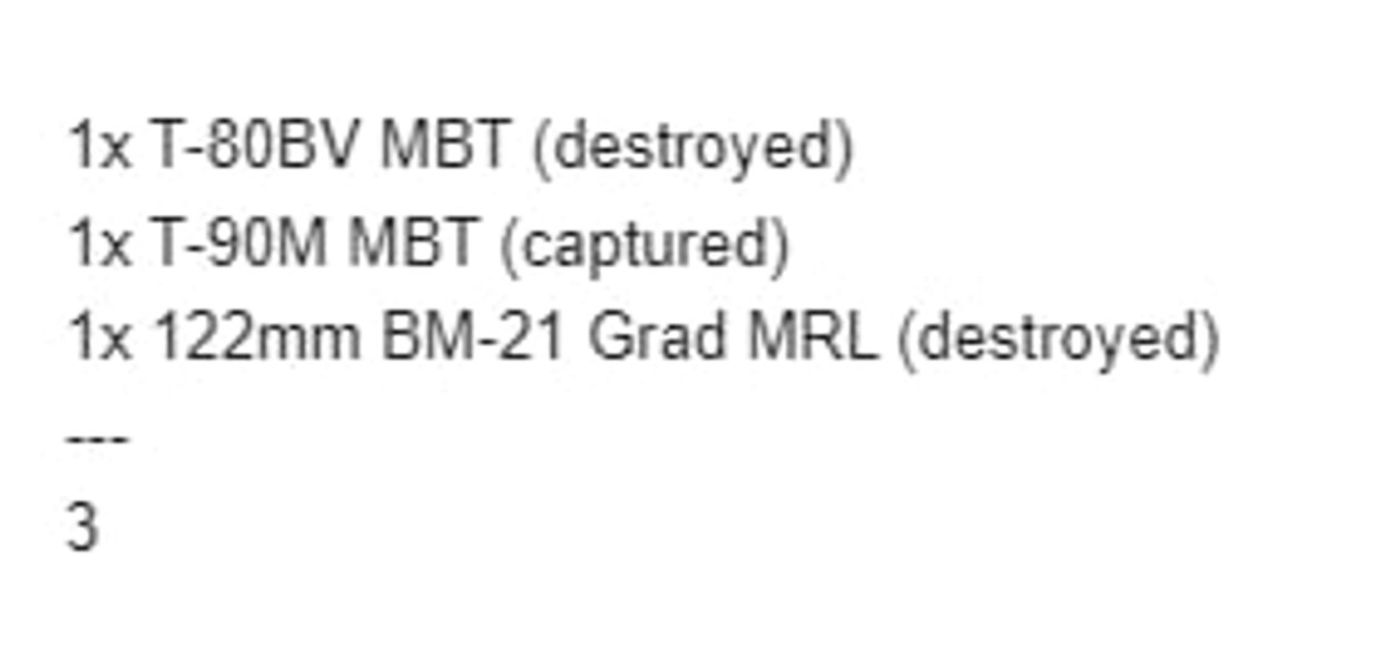 Обновленные потери российской армии