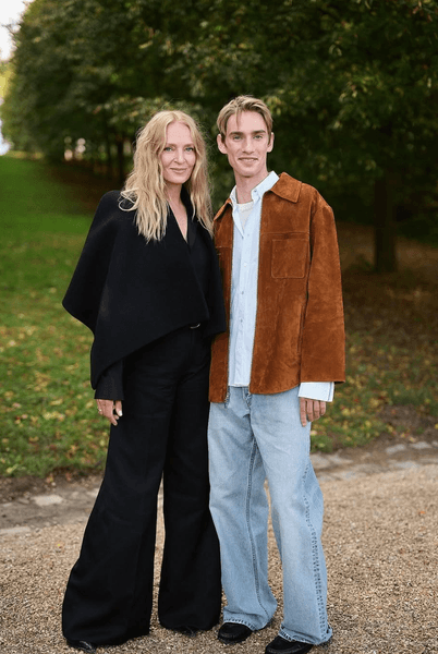 Ума Турман с сыном