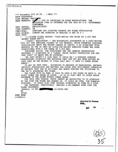 Документ на ЦРУ за НЛО НЛО, ЦРУ, документ