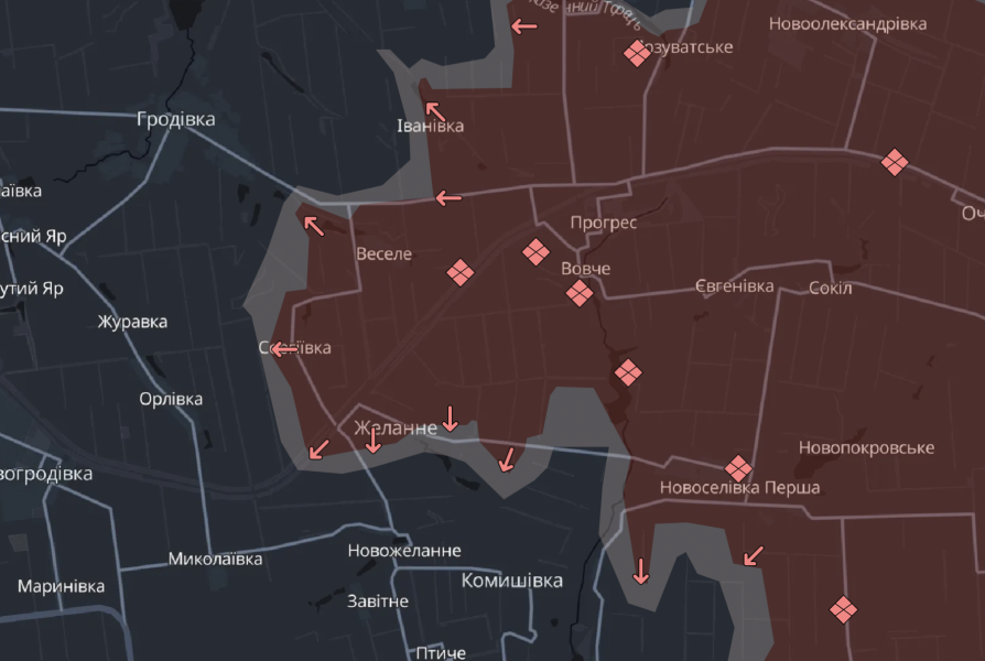 Фронт у Донецькій області Карта бойових дій