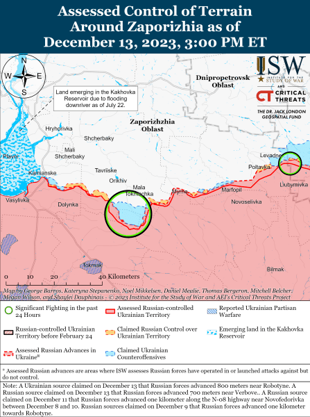 Карта боев в Запорожской области