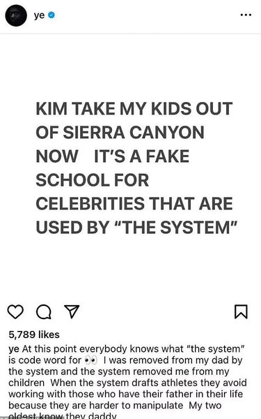 канье Уэст дети Ким Кардашьян пост