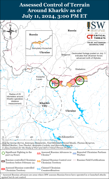 під Харковом 11 липня Бої на сході, карта, ISW, 11 липня, Харківщина
