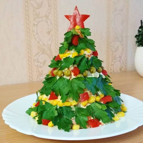 Съедобная новогодняя елка, Новогодняя елка из продуктов, новогодняя подача блюд