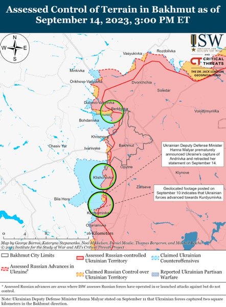 Бахмутський напрямок, карта бойових дій