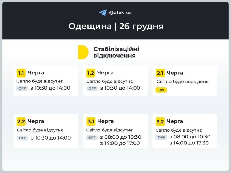 В Україні частково ввели аварійні відключення світла: графіки на 26 грудня