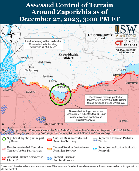 Запорізький напрямок, карта бойових дій