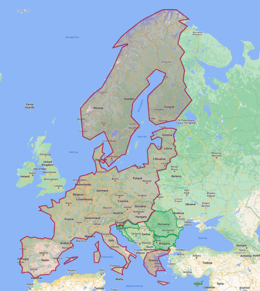 карта_шенгенська зона Карта Шенгенської зони станом на 26 вересня 2023 року