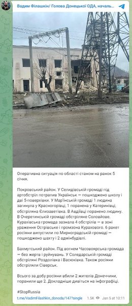 Публікація Вадима Філашкіна, Telegram